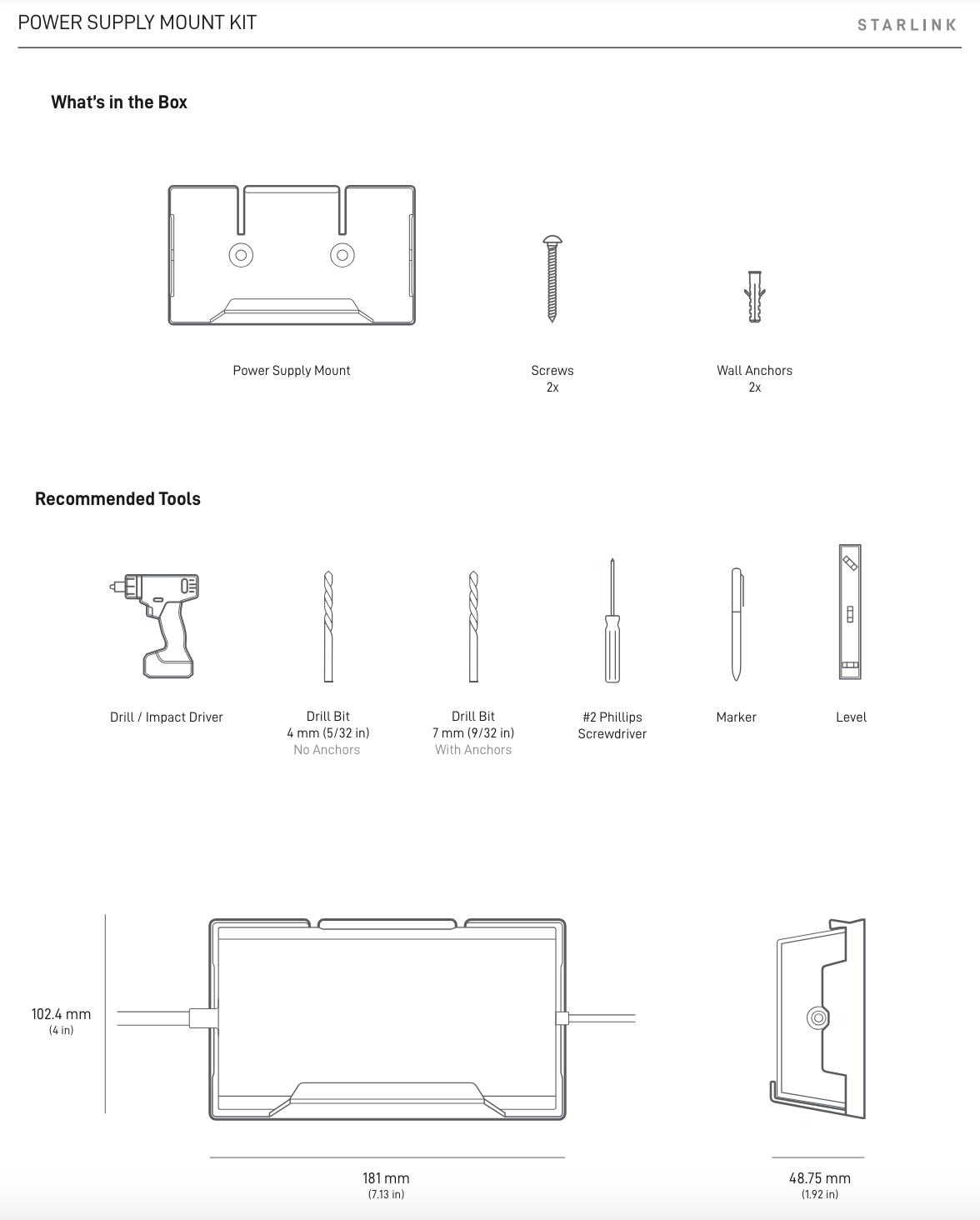Starlink Standard Power Supply Mount