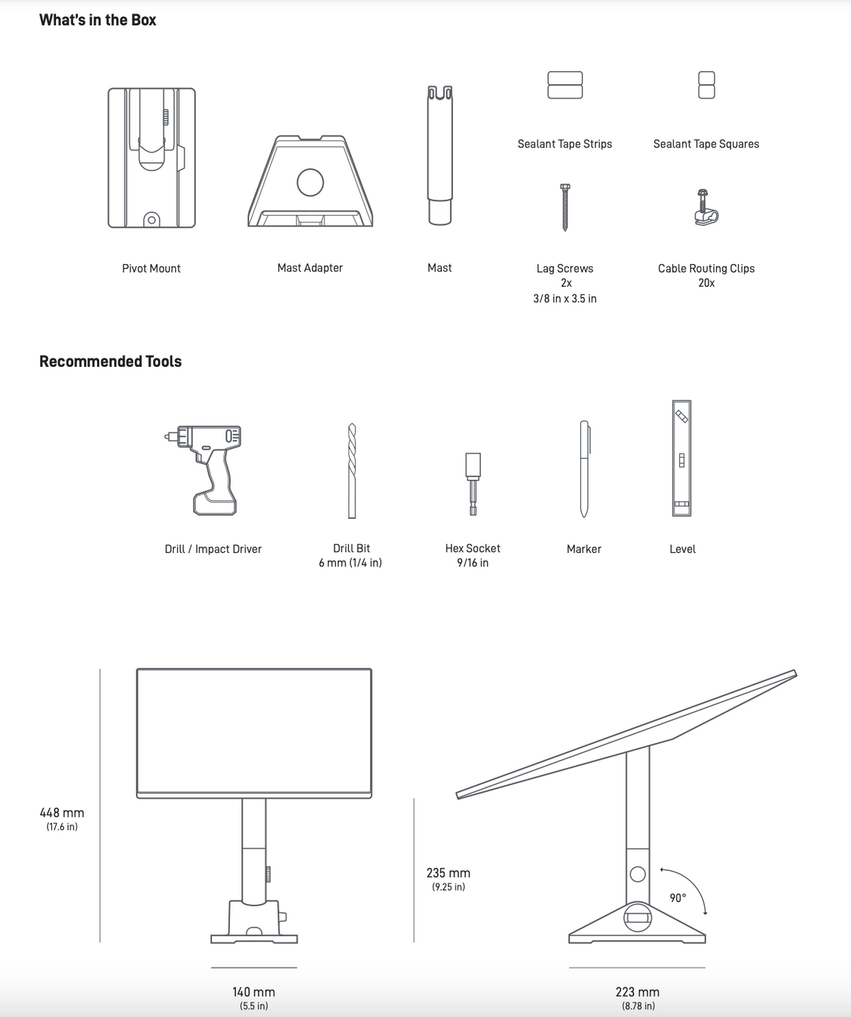 Starlink Standard Gen 3 (V4) Pivot Mount
